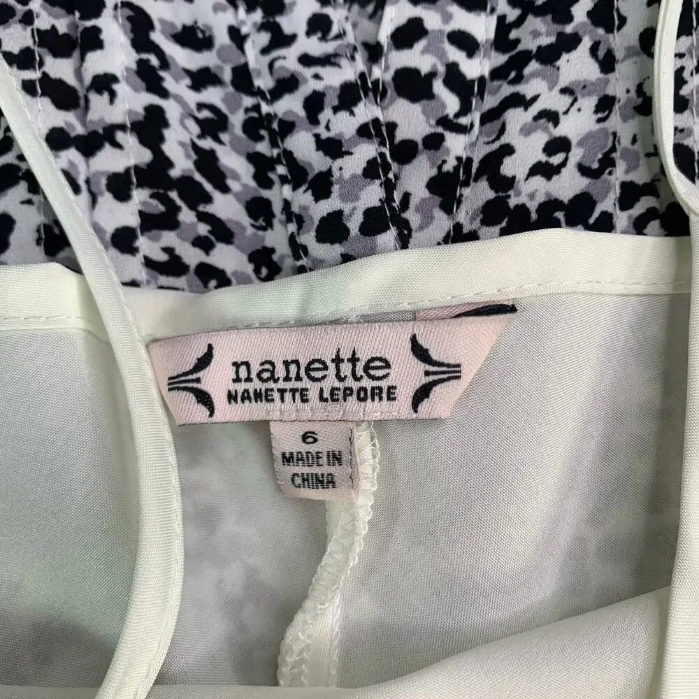 Nanette Lapore Black & White‎ Animal Print Sleeveless Dress w/Tie Waist Size 6 - Picture 6 of 14